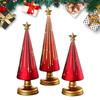 3PCS Christmas Tree Statue Christmas Ornament Artificial Resin Star Topper Tree Figurine for Home Room Winter Party
