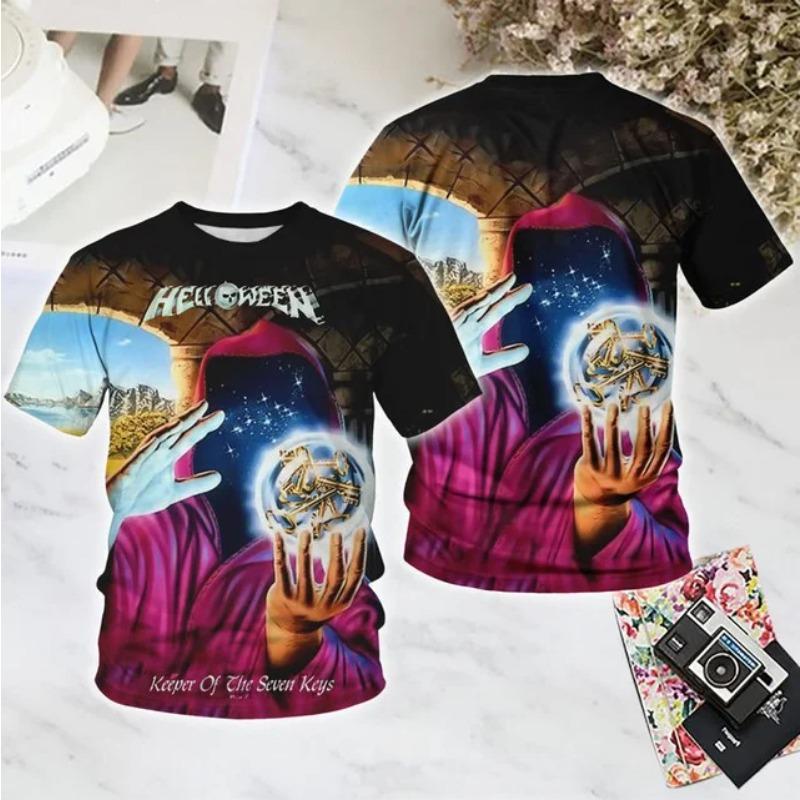 Pop Rock Halloween Band 3D Print Sports Quick-dry Breathable Men T-shirt Hip-hop Heavy Metal Punk Street Casual Short-sleeve Top