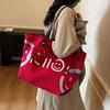 Canvas big bag 2025 fall new fashion girl preppy style letter graffiti shoulder bag commuter tote bag