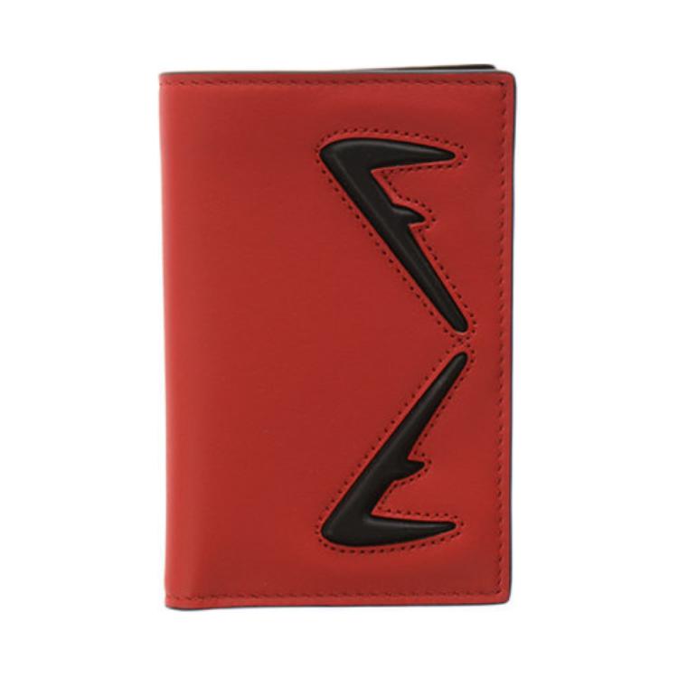 Fendi Logo Print Flap Closure Leather Wallet Unisex Wallet Red Black 7M0262-A80S-F0RP9