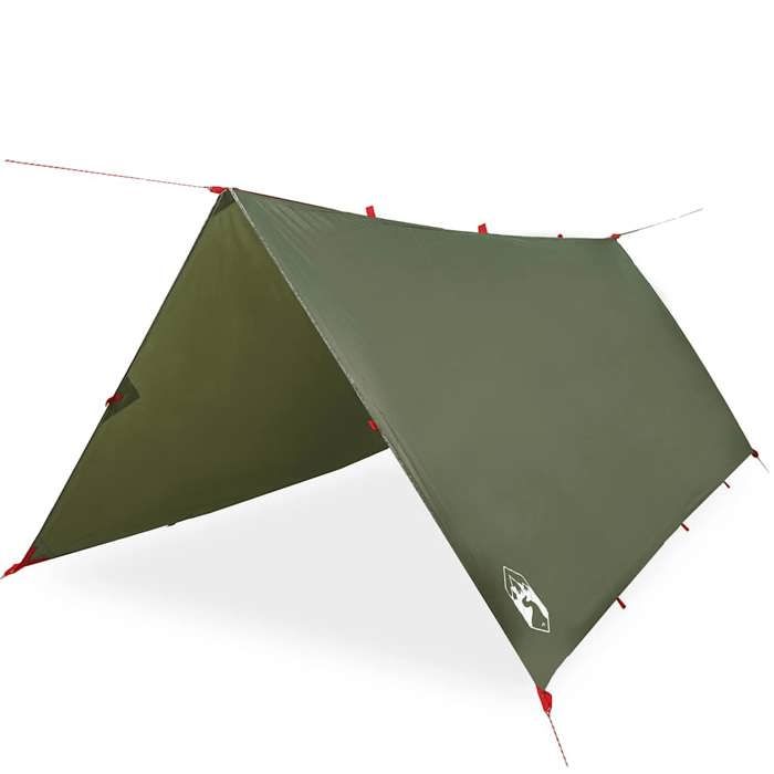 VidaXL Olive Green Camping Tarp 366x306 Cm Waterproof, Tarp, Waterproof Tarp, Lightweight Camping Tarp, Shelter Tarp, 4009594