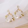 Chinese Style Folding Fan Modeling Crane Cloud Hanging Dangle Earrings for Women Hollow Asymmetric Drop Earring National Jewelry