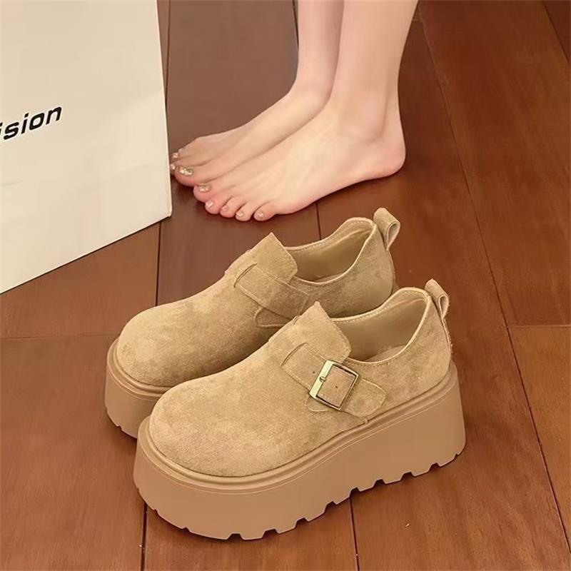 

Small man, thick sole increases height and looks thin, versatile women s new spring and autumn retro big head single shoes 40 хаки