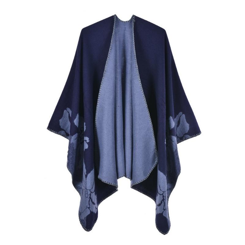 Women's scarf shawl creative new fashion imitation cashmere jacquard split fork thickened large cape air conditioner warm shawl