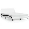 VidaXL Bed Frames and Headboards, Upholstered Bed with Slat Base, Double Bed with Foot Bedroom, White and 373204