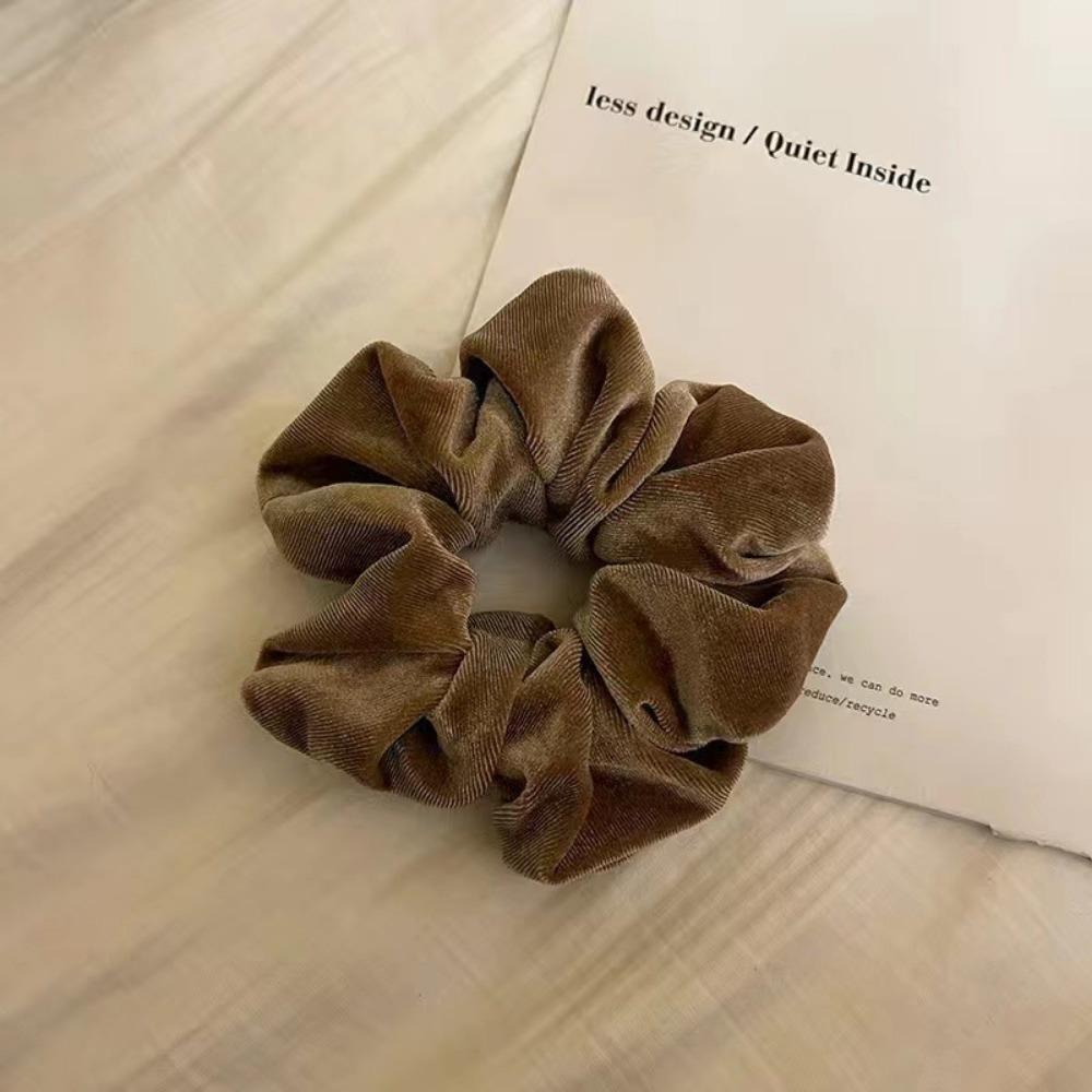 4pcs Velvet Scrunchies Neutral Tones Soft Plush Perfect for Retro Daily Styles Cozy Chic Hair Accessories
