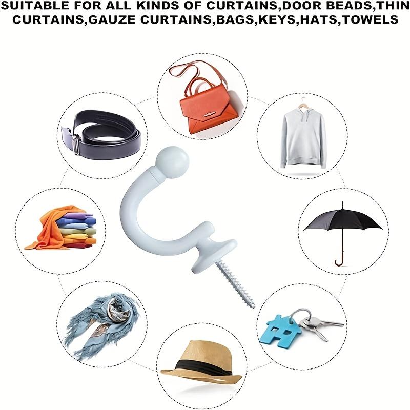 Modern Zinc Alloy Wall Hooks, White and Black, Easy Install, Contemporary Style Metal Curtain Hangers for Clothes, Bags, Towels, Door Beads