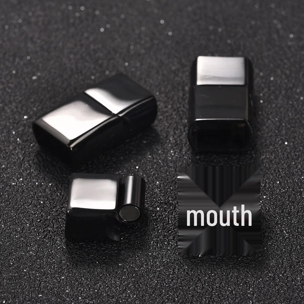 316 Stainless Steel Magnetic Clasp Leather Bracelet, DIY Jewelry Accessory, Flat Buckle Woven Cord.