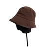 Autumn and Winter Anti-ultraviolet Solid Color Splicing Bucket Hat Thick Cotton Leather Eaves Front Long Rear Short Basin Hat Curling Small Face Hat