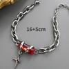 Bracciale Uomo Retro Zircone Nero Catena a Stella Donna Acciaio Inossidabile Braccialetti Punk su Mano Gioielli Unisex Accessori per Coppia