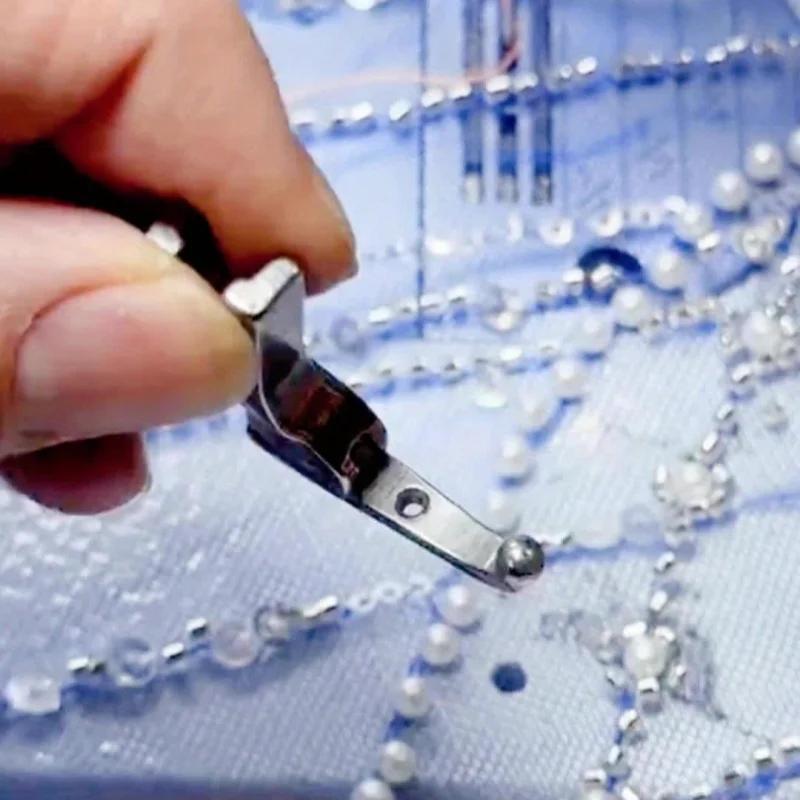 P369 Bead Sequin Press Foot for Wedding Dresses Fashion Clothes Fabric No Need To Hammer Beads Fixed Press Foot Sewing Tools