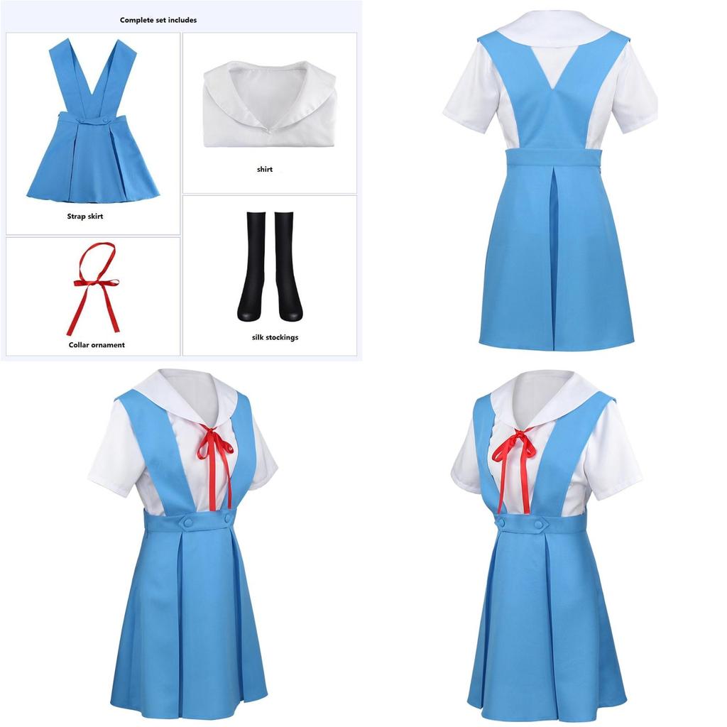 Gk-o Anime Ayanami Rei Asuka Langley Sohryu School Uniform Cosplay Costume Polyester Material Authentic To Character Look