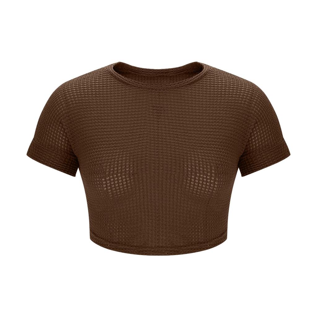 Women's Casual Fashion  Round Neck Short Sleeve T-shirt Top