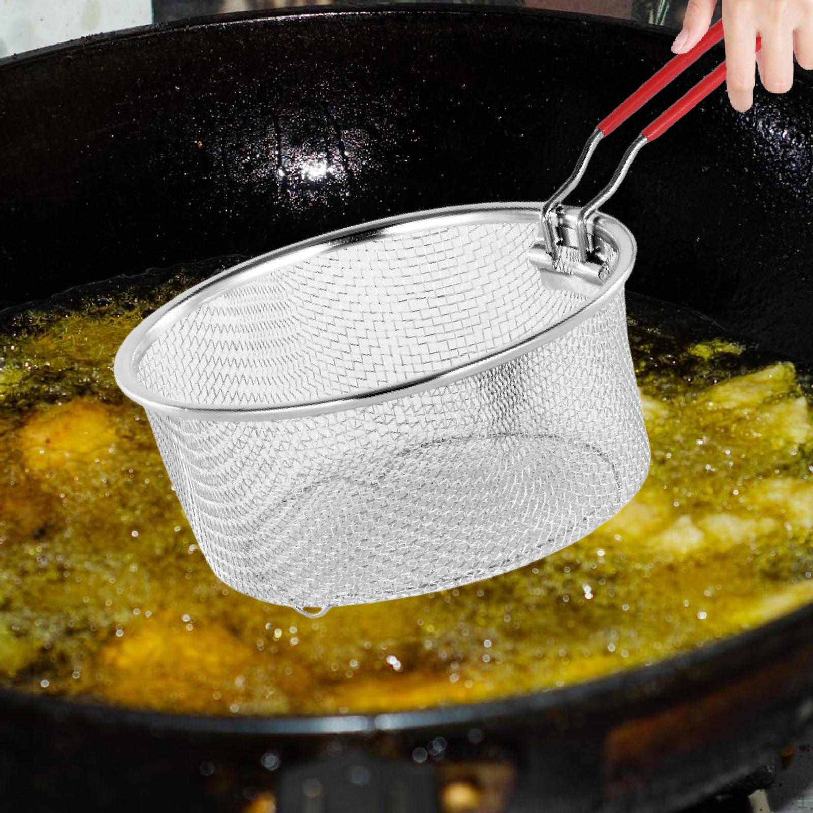 

Корзина для фритюра из нержавеющей стали для использования на кухне, проволочный дуршлаг для жарки 18cmx8.5cm