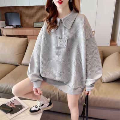 Stehkragen-Sweatshirt, modisches Jacquard-Pullover-Oberteil für Damen