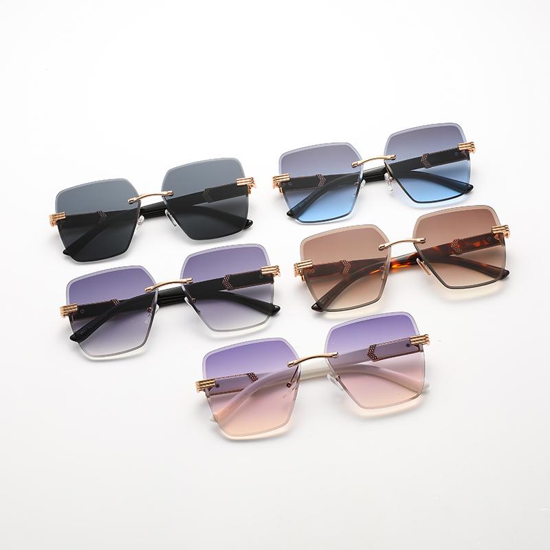 New Frameless Trimmed Sun Glasses Fashion Trend Personality Large Frame Instagram Style Sunglasses Feminino