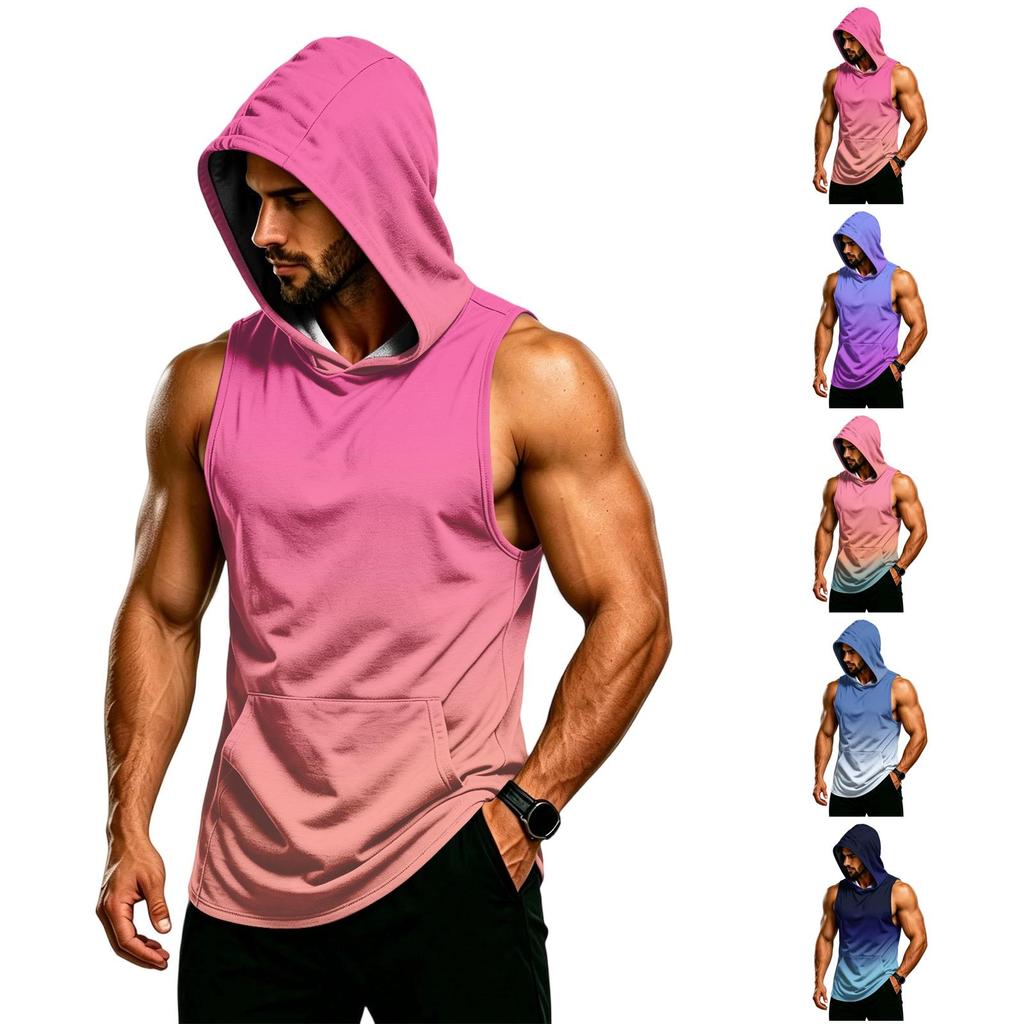 Men's Sleeveless Hoodie Muscle Fit Gym Tank Top Breathable Quick Dry Workout Vest for Fitness Training and Athletic Activities