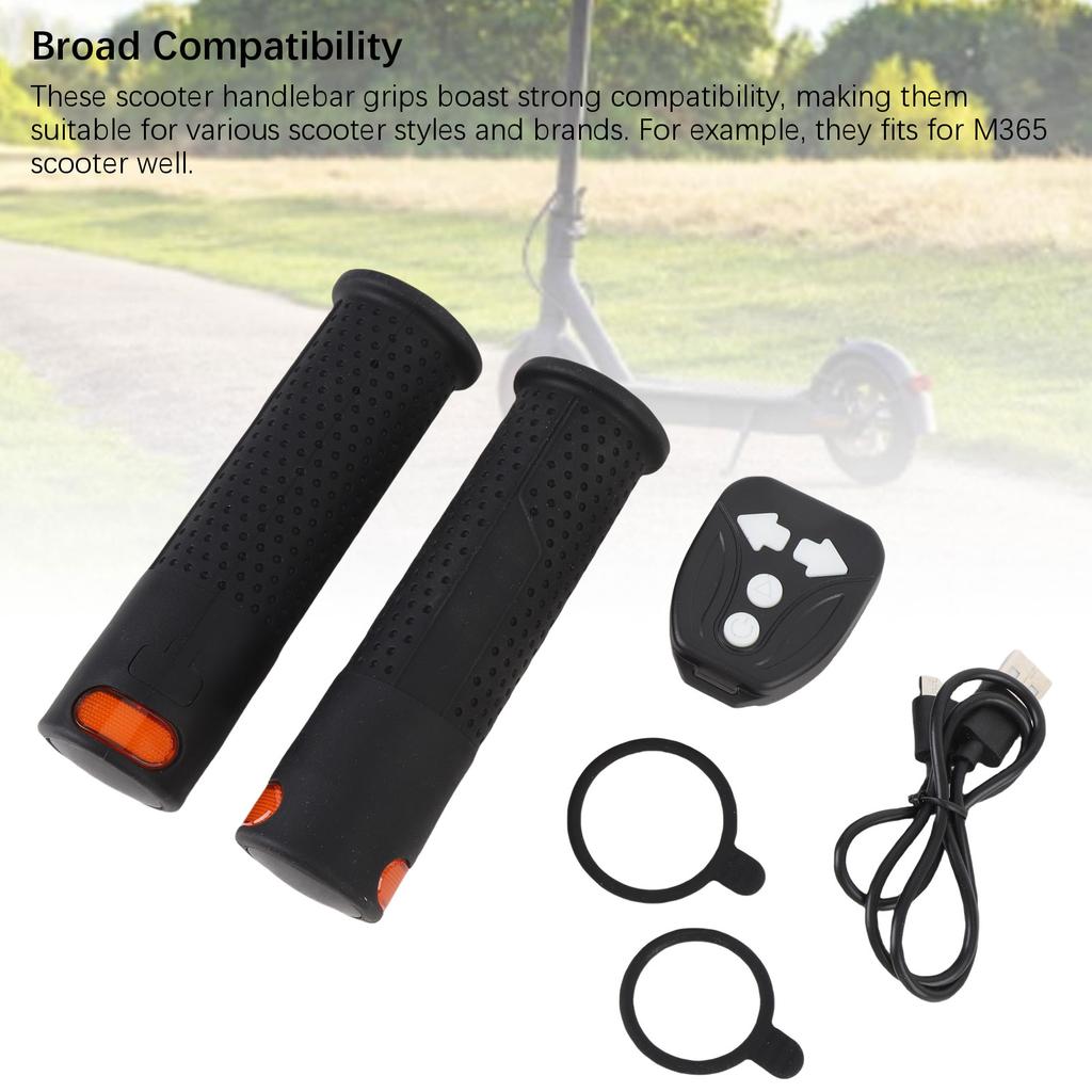 2pcs Grip Fit for M365 Scooter Rubber Scooter Handlebar Grip with Wireless Remote Control Turn Signal Light