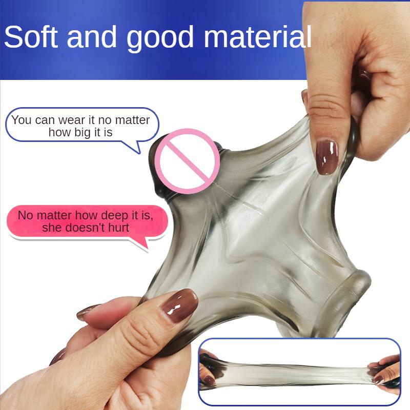 Men Reusable Condom Cock Sleeve Extender Ejaculation Delay Sexy Toys Penis Ring Penise Enlargement Sleeve for Penis Condoms