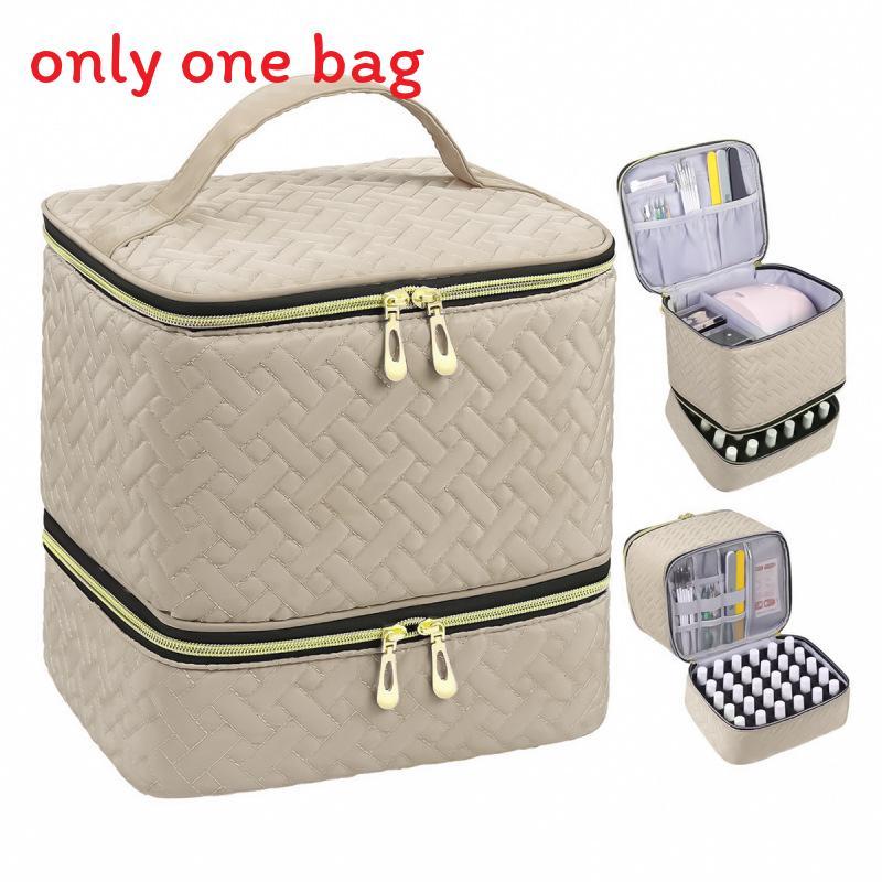 

Portable Double Layer Makeup Bag With High Capacity For Travel And Storage