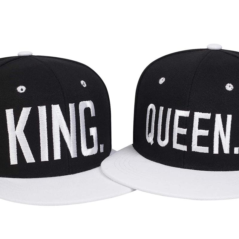 And Women King Queen Embroidery Hip-Hop Hats Outdoor Use Adjustable Casual Baseball Caps Sunscreen Hat 2Pcs For Men