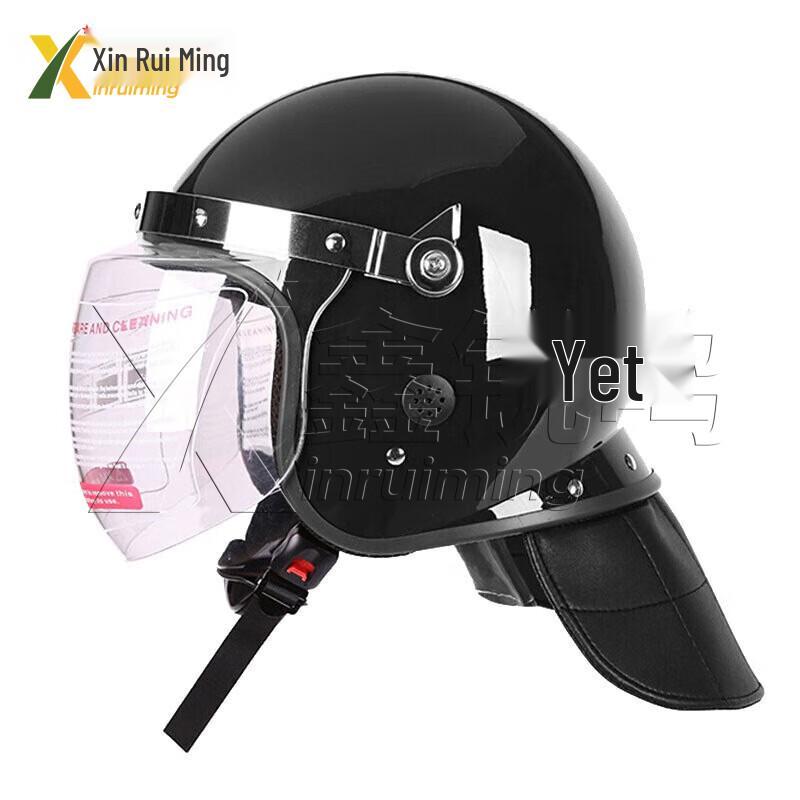 Black Anti-Riot Security Helmet with Transparent Visor