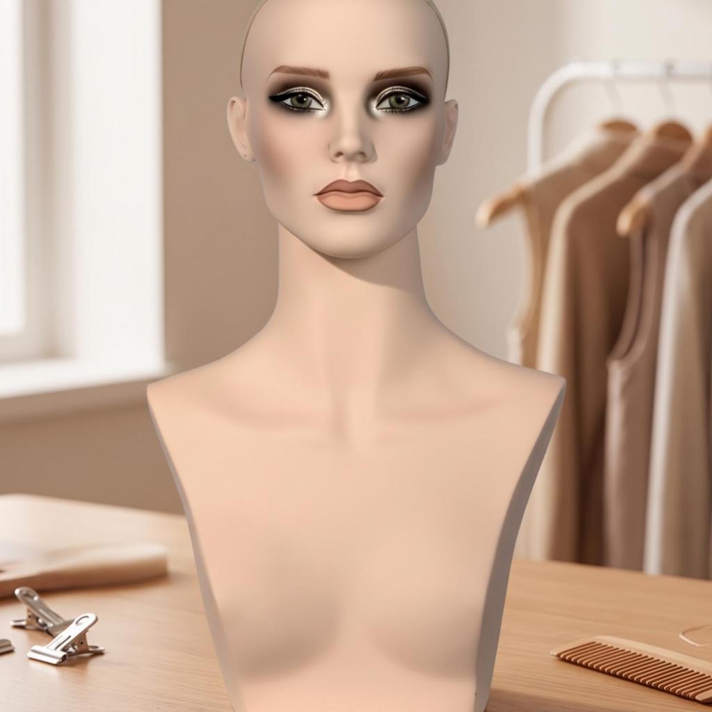 Mannequin Head with Shoulders Realistic Display Bust Sturdy for Jewelers