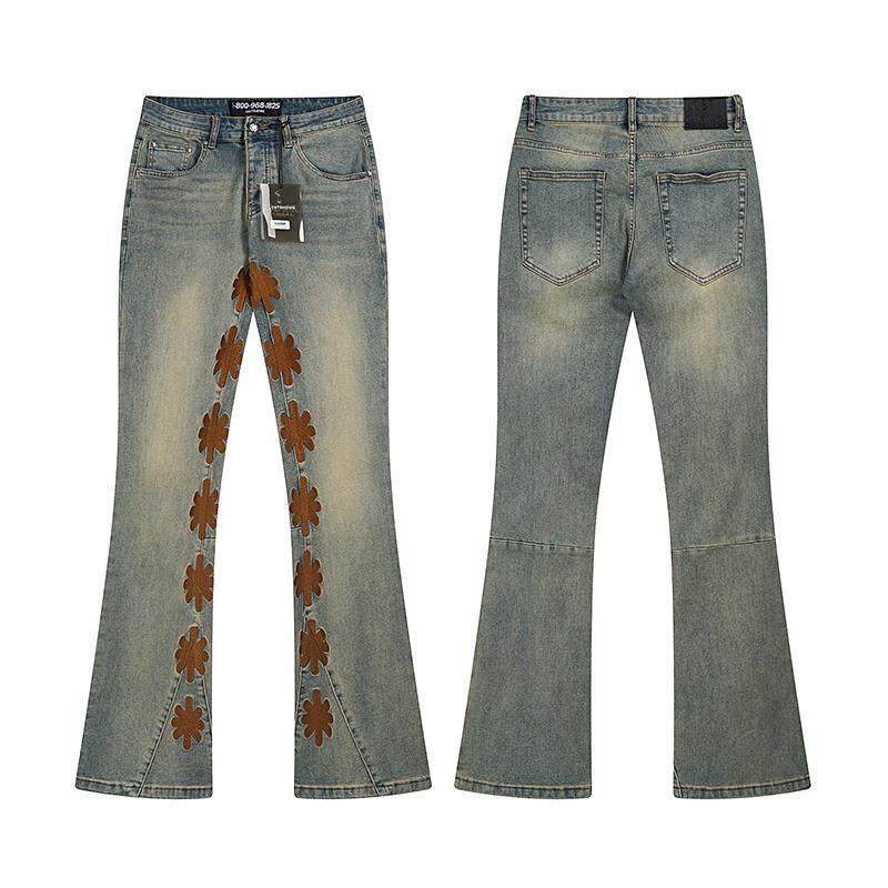 LOSTSHDWS Men's and Women's Spring and Autumn Flared Elastic Jeans Couple Jeans