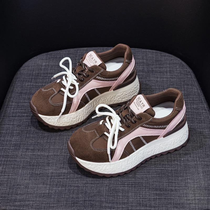 Novos Sapatos Casuais Esportivos Dad de Sola Grossa para Mulheres com Aumento de Altura da Palmilha