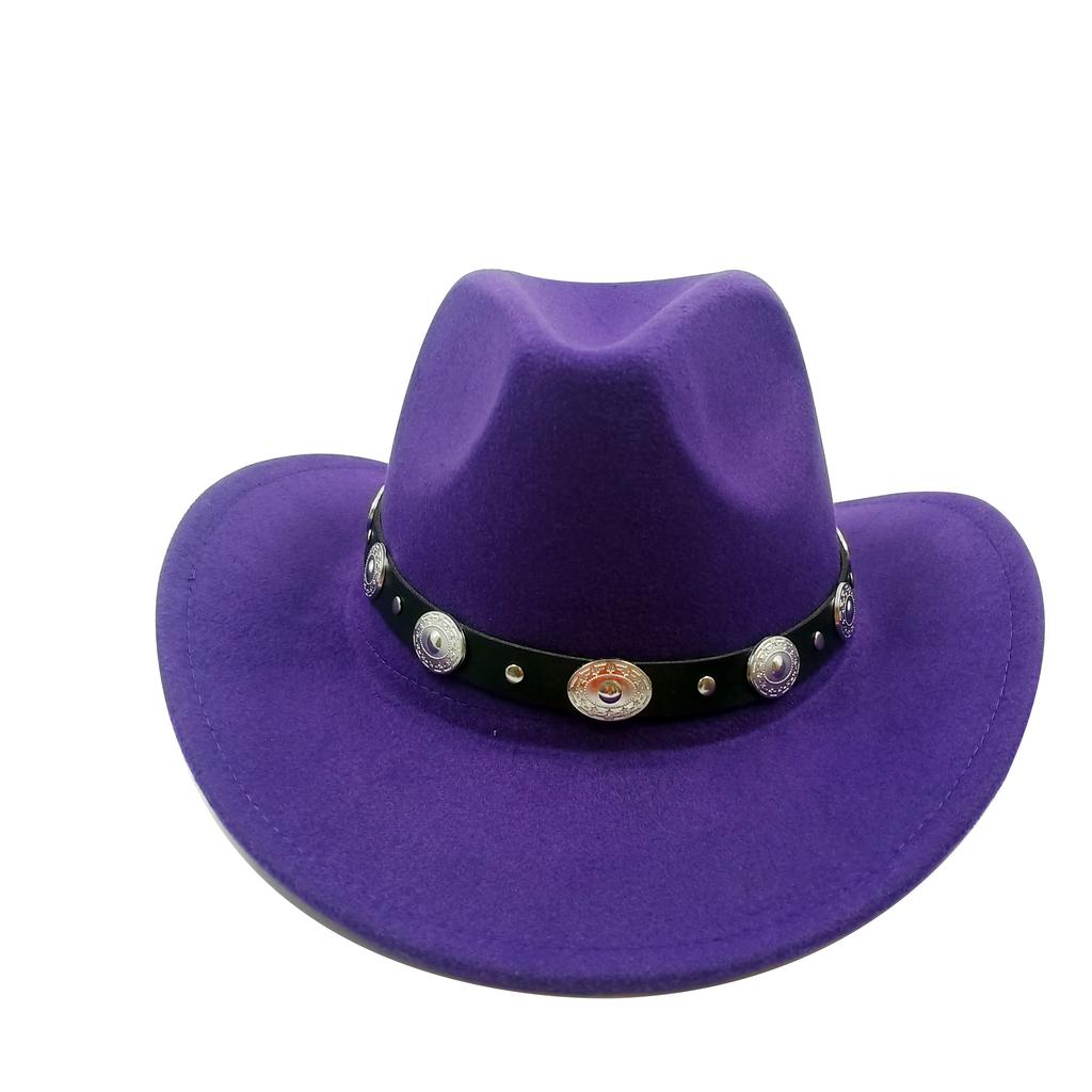 Cowboyhut Kuhkopf-Accessoires Cowboyhut einfarbiger Filzhut Herren und Damen großer Rand Outdoor-Hut Ritterhut