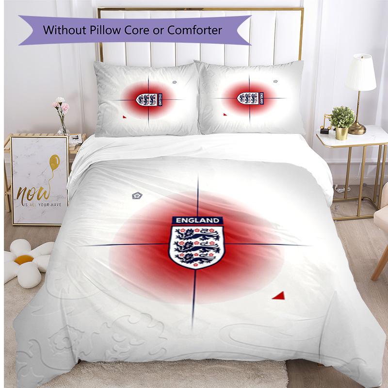 Set Biancheria da Letto Stampata Calcio Inghilterra 3 Pezzi Copriletto Traspirante Accogliente come Regalo per la Casa Nuova o per le Feste
