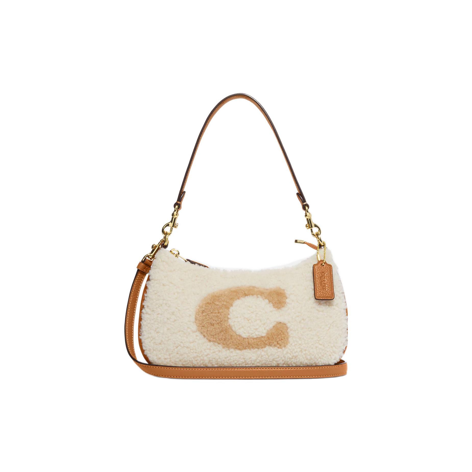 

Coach Teri 24 Plush Zipper Closure Lambskin Leather With Cowhide Leather Tote Shoulder Bag Women bags CE557-IMNAT Basic Set (Bag+Dust Bag)