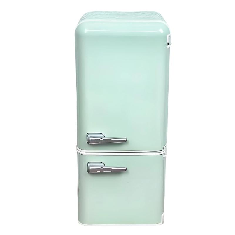 1/12 Scale Pastel Miniature LED Light Refrigerator Realistic Dollhouses Kitchen Accessory For Collectors And Model Enthusias