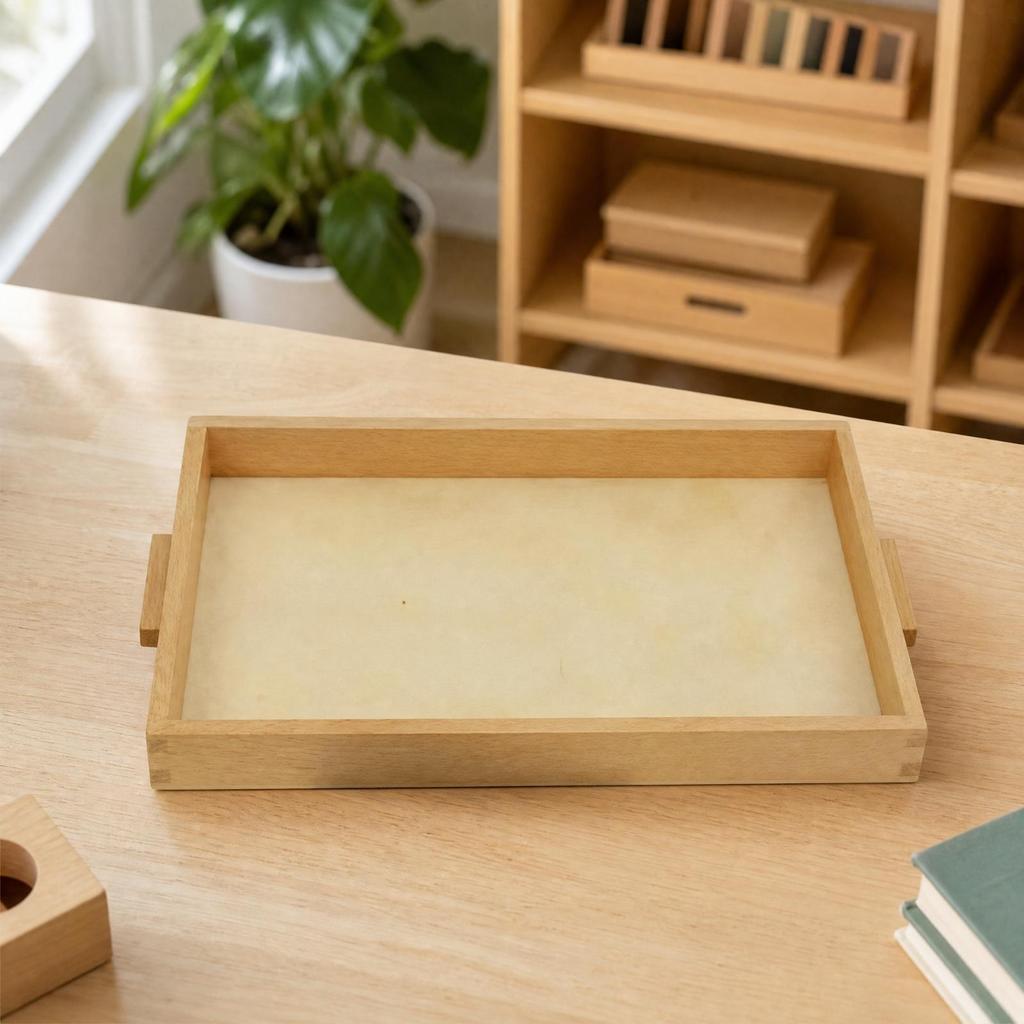 Beech Wood Montessorian Tray Portable for Preschoolers