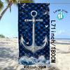 Nautisches Anker Strandtuch Blau karierter Druck Meeres-Themen-Design Schnelltrocknendes Weiches Mikrofaser-Badetuch für Herren Segler Geschenk