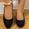 Women's Single Shoes with Thick Heels Spring New Suede Feet Pointed Pumps Peas Shoes