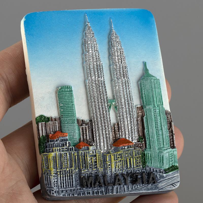Malaysia Kuala Lumpur Twin Towers Kühlschrankmagnete Kühlschrank Magnetaufkleber Tourismus Souvenir Sammlung Harz Magnetstab