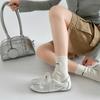 Fashion Women Casual Shoes Silver Retro Ballet Style Velcro German Training Shoes Women New Versatile Lightweight Soft Soled Board Shoes