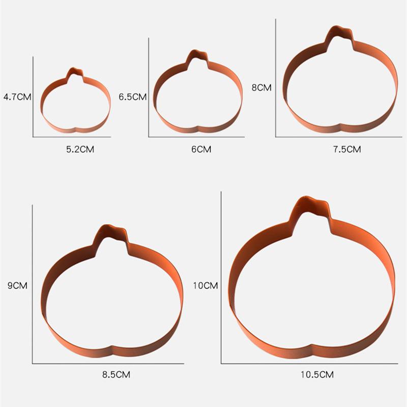 

New 5pcs Stainless Steel Halloween Pumpkin Shape Cookie Cutter For Baking Fondant Pastry DIY Cake Mold Biscuit Cutting Die Set