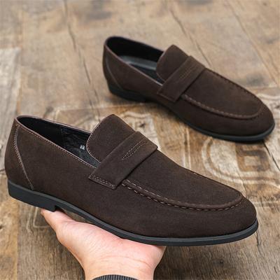 Fashion New Designer Gentleman Pointed Brown Black Wedding Formal Suede Leather Shoes For Men Casual Loafers Homecoming Dress Footwear