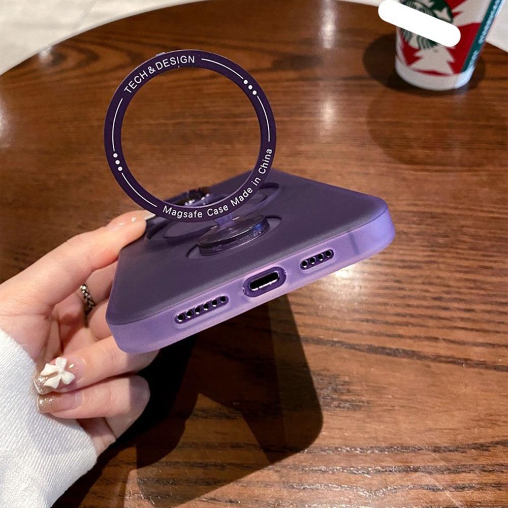 For iPhone 15 14 13 12 11 Pro Plus Max Case 360 Ring Stand Magnetic Magsafe Cover Matte Soft Clear Shell Antifall NonSlip Fundas