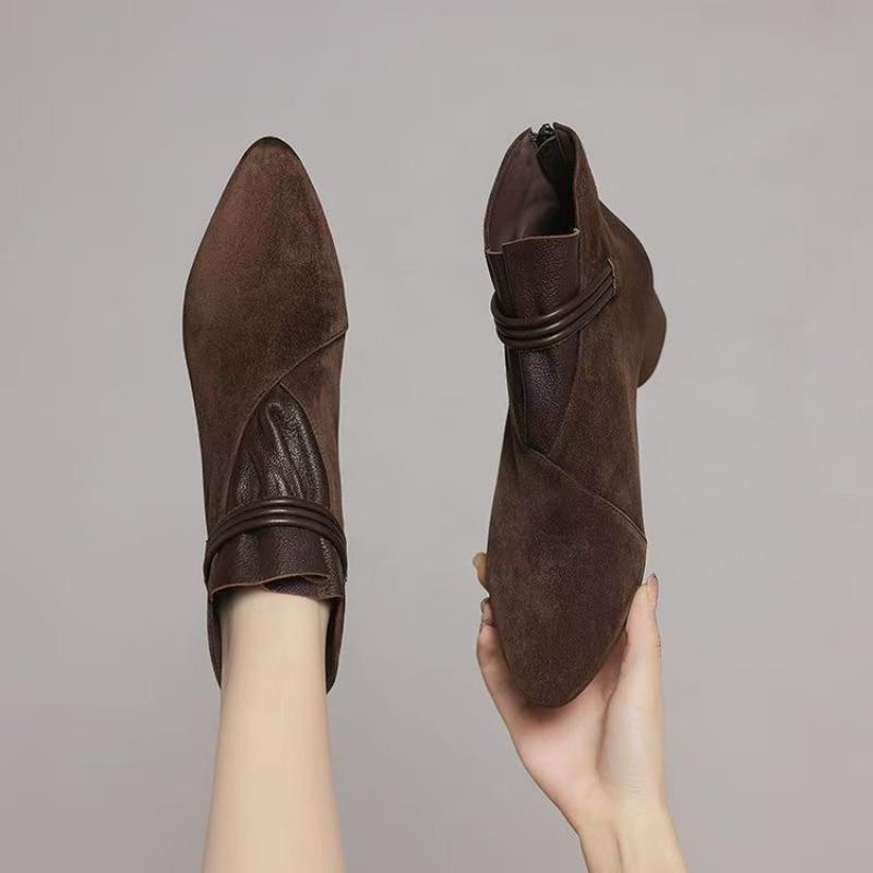 Mid-heel Women's Shoes for Autumn and Winter, New Thick-heeled Fashion Boots with Fleece
