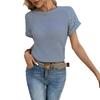 Dames Lente Zomer Ronde Hals Kant Stiksels Korte Mouw T-shirt Top