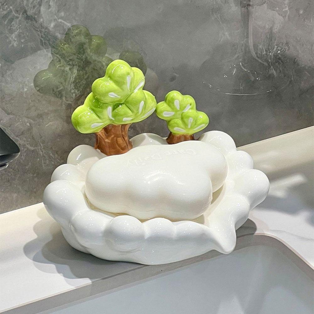 Self Draining Soap Draining Container Portable Soap Dish Tray Ceramic Soap Plate  Household