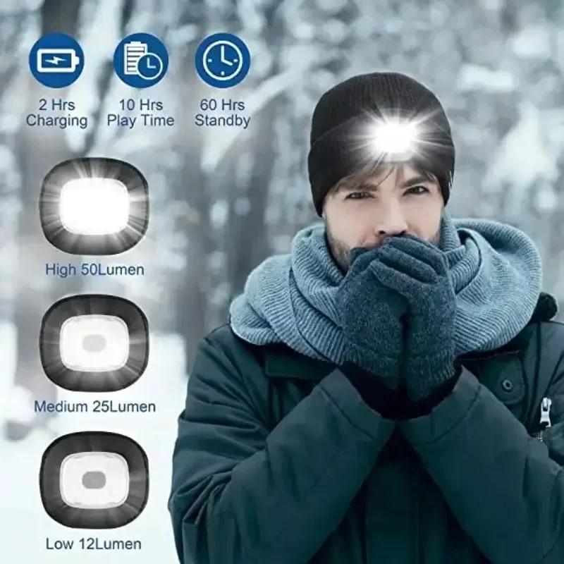 Hot Warm Beanie Wireless LED Music Hat Wireless Smart Cap Headphone Speaker Wireless Communication Night Outdoor Lighting Hat