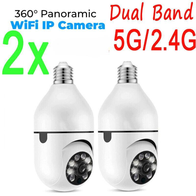 1/2/4 Pcs 2.4Ghz 5Ghz E27 Bulb Wireless Wifi Surveillance Camera Outdoor Night Vision Automatic Tracking 4X Digital Zoom Video Security Camera