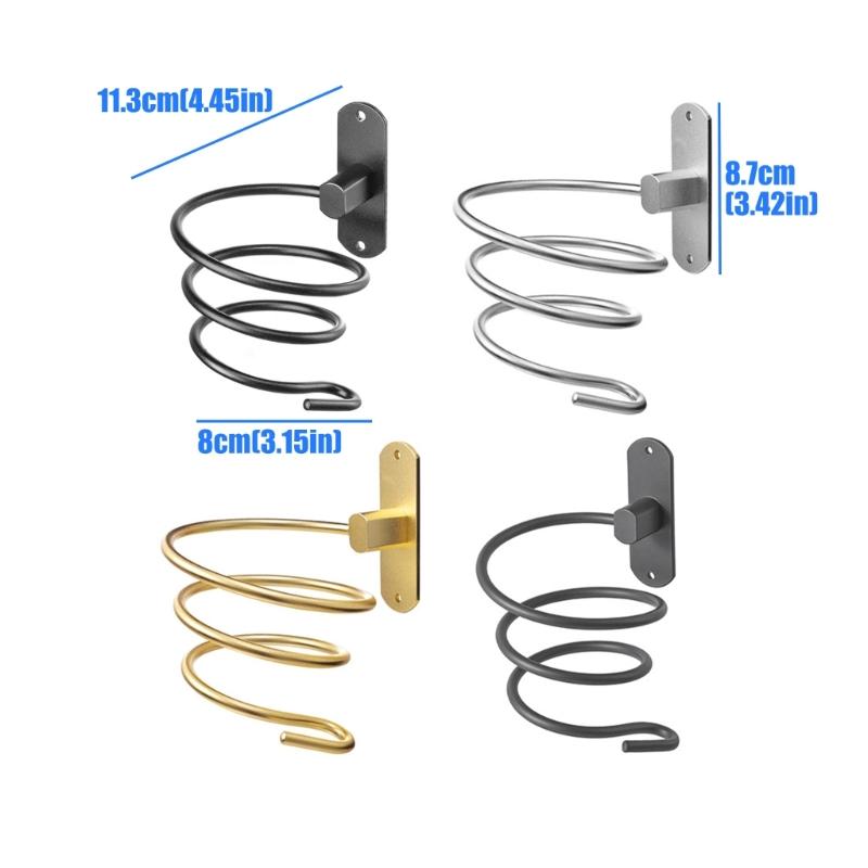 Wall Storage Hair Dryer Holder Aluminum Rack for Bathroom Use with Front Opening and Daily Counter Space Saving Design
