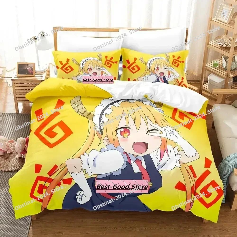 Mis Kobayashi's Dragon Maid Beding Set Printed Bed Linen Set With Pilowcase Bed Soft Duvet Cover Soft Quen Super King-Sized Dimensionsd Dimensions