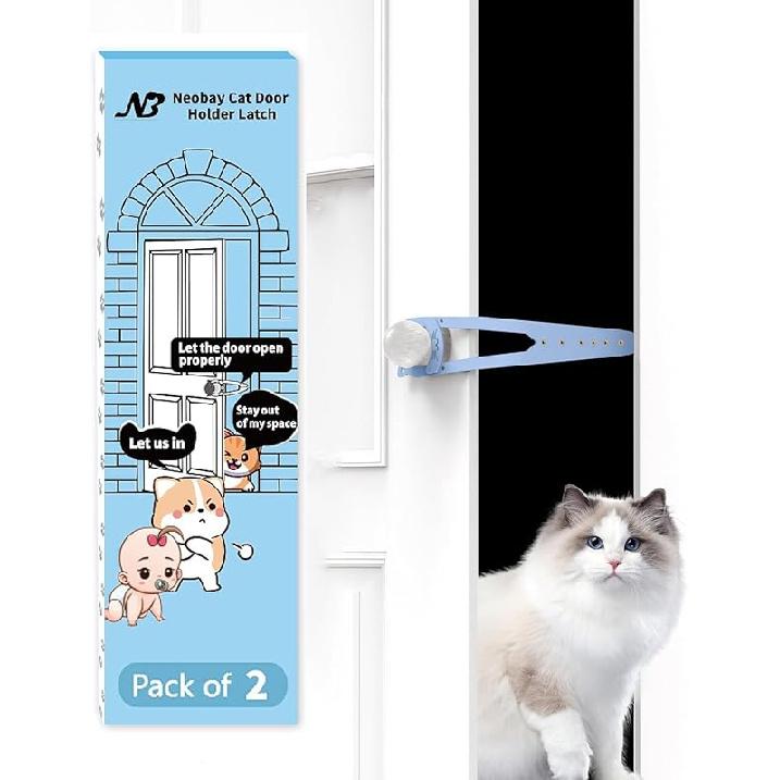 Cat Door Latch with Stabilizer, 7 Sizes Adjustable Cat Door Holder Latch to Keep Dog Out of Litter Box, Economical Alternative of Pet Gates and
