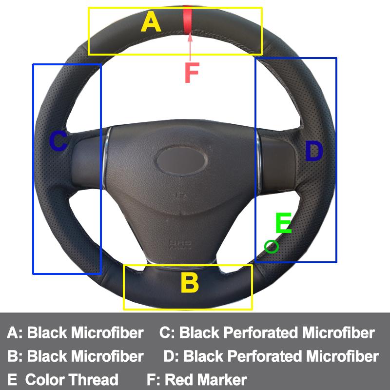 Hand Sewing Car Steering Wheel Cover Volant For Kia Rio Rio5 2006 - 2008 2009 Hyundai Accent 2006 2007 2008-2011 Getz 2005-2011